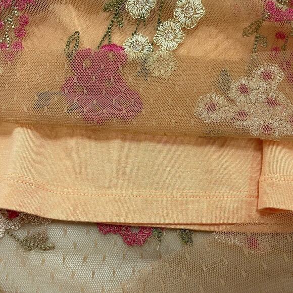 Sundance Tender Moments Dress Size 10 Peach Mesh Embroidered Flowers Sleeveless - Picture 7 of 10